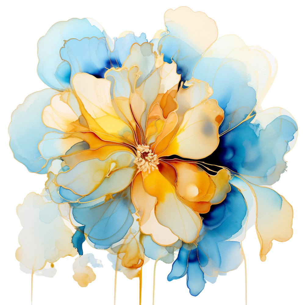 Alcohol Ink Flower Fabric Panel 14