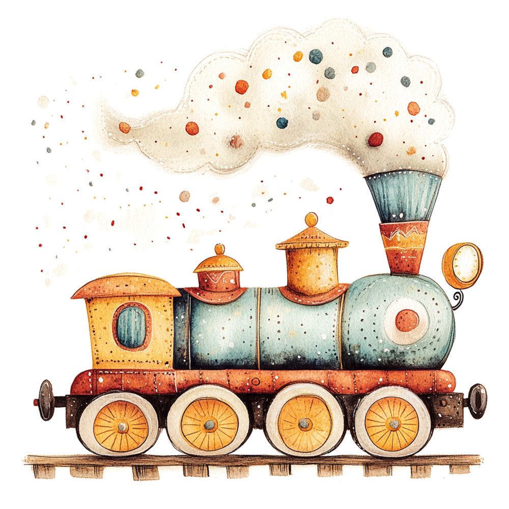 Cute Trains Fabric Panel 12