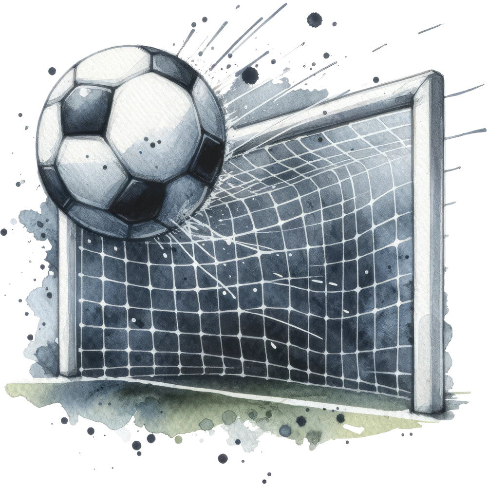 soccer, football, sports, goal, net, ball, black and white, gray, grey, charcoal, ink splatter, watercolor, abstract, modern, athletic, game day, sports themed, boys, men, action, dynamic, splash effect, goal celebration, competitive, team sport, sports fan, recreation
