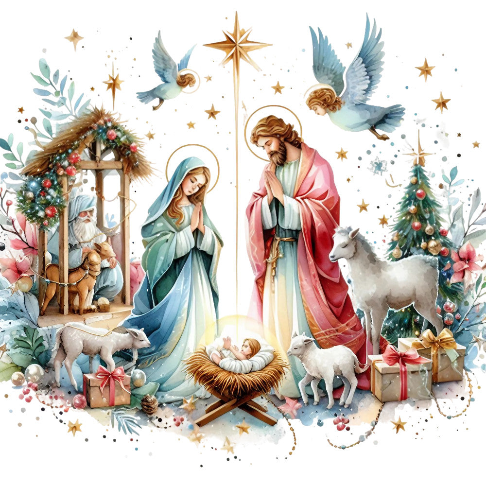 Detailed Christmas Nativity Scene Fabric Panel 25