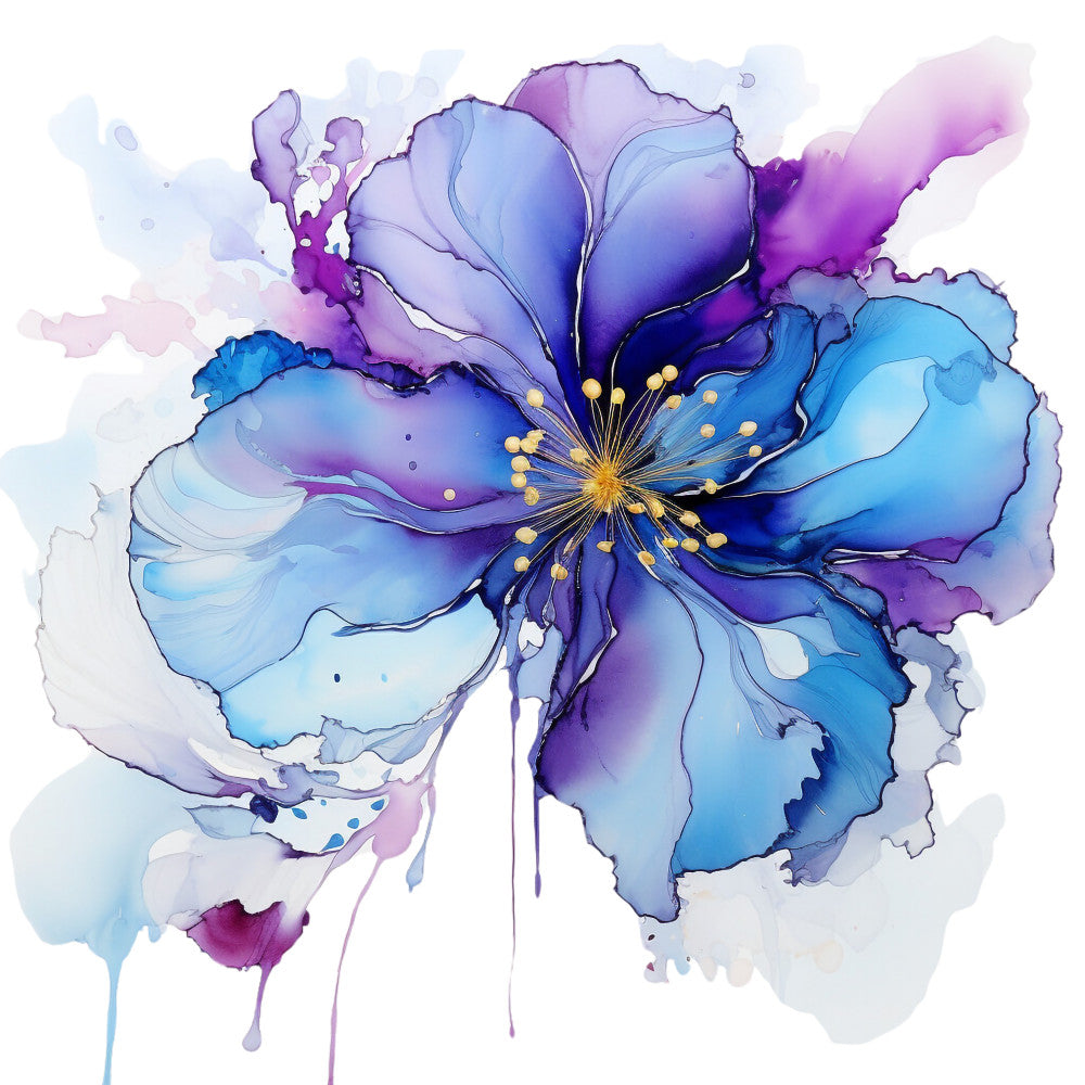 Alcohol Ink Flower Fabric Panel 15