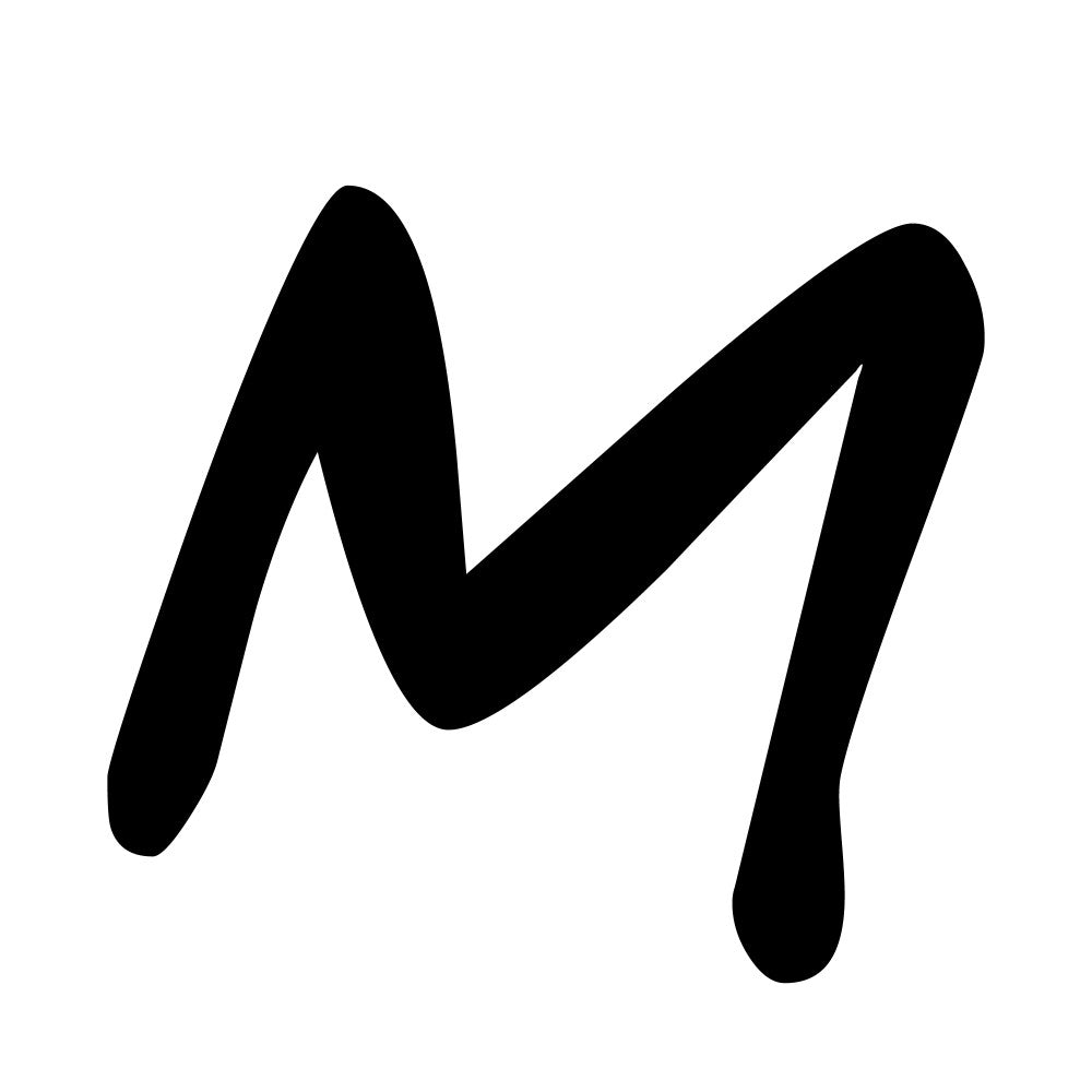 black letter, script font, cursive style, monogram design, alphabet letter, fabric panel, quilting cotton, white background, handwritten style, letter m, calligraphy design, sewing project, craft material, bold black, simple design, minimalist pattern, textile art, diy fabric, modern lettering, clean aesthetic