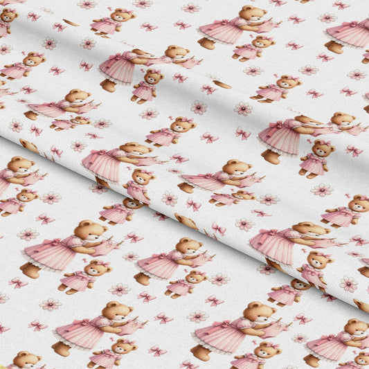 Pink Baby Teddy Bears Pattern 7 Quilting Cotton Fabric