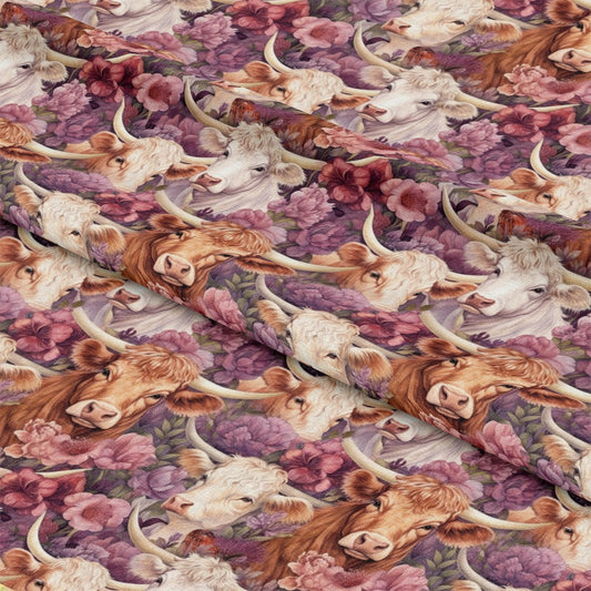 Pretty Highland Cows Pattern 16 Quilting Cotton Fabric