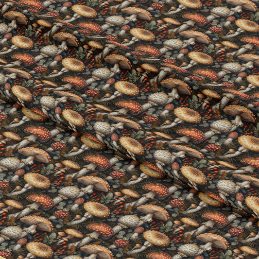 Retro Mushroom Botanical Pattern 4 Quilting Cotton Fabric