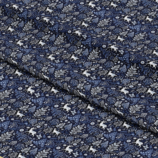 Delft Blue Winter Pattern 7 Quilting Cotton Fabric