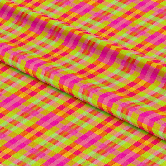 Neon Gingham Pattern 2 Quilting Cotton Fabric