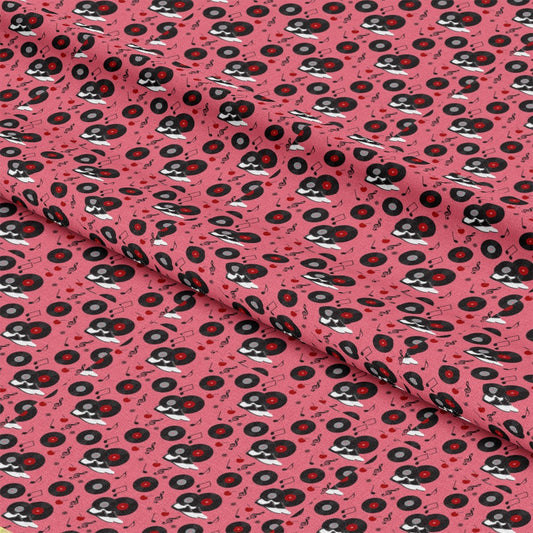 50s Black and Red Diner Pattern 16 Quilting Cotton Fabric
