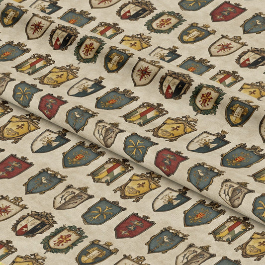 Rustic German Banners and Shields Pattern 17 Quilting Cotton Fabric