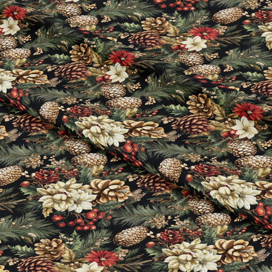 Christmas Pinecones Pattern 9 Quilting Cotton Fabric