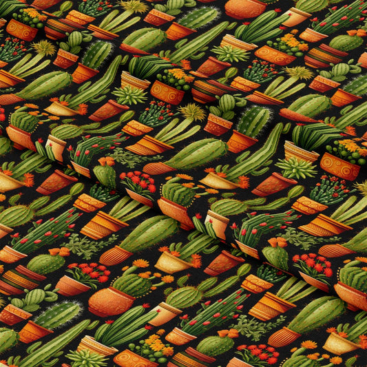Retro Cactus Pattern 7 Quilting Cotton Fabric