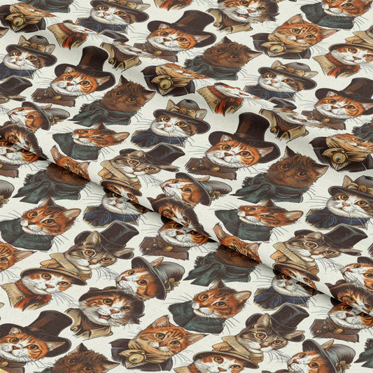 Victorian Cats Pattern 1 Quilting Cotton Fabric