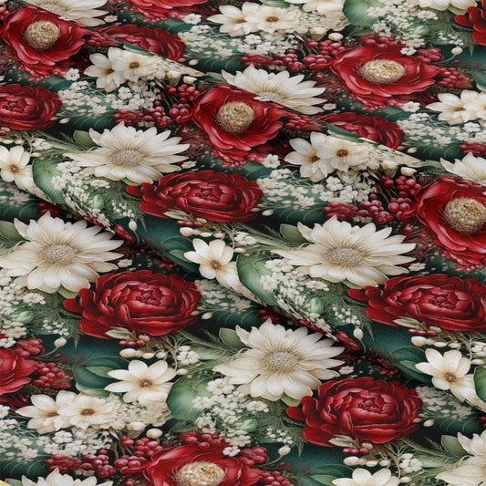 Christmas Florals Pattern 13 Quilting Cotton Fabric