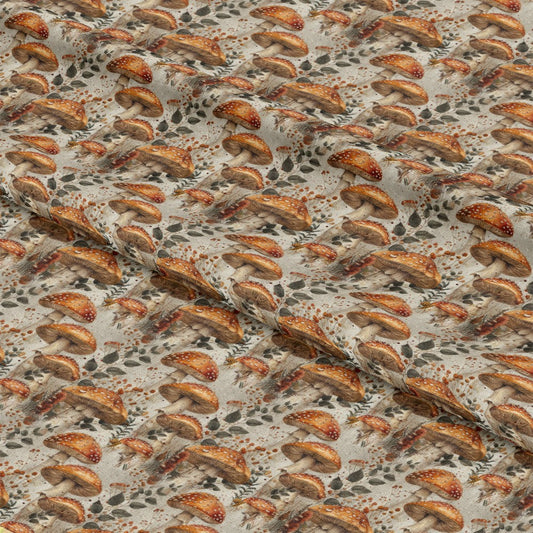 Retro Mushroom Botanical Pattern 8 Quilting Cotton Fabric