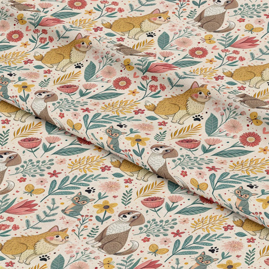 Heart and Paw Prints Pattern 5 Quilting Cotton Fabric