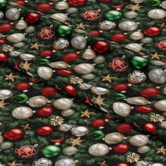 Realistic Christmas Ornaments Pattern 8 Quilting Cotton Fabric