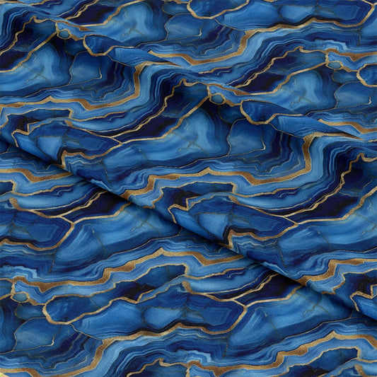 Royal Blue and Gold Agate Pattern 17 Quilting Cotton Fabric