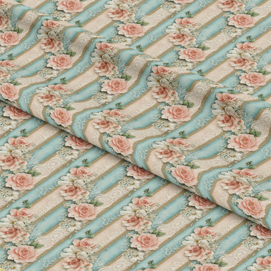 Floral Stripes Pattern 5 Quilting Cotton Fabric