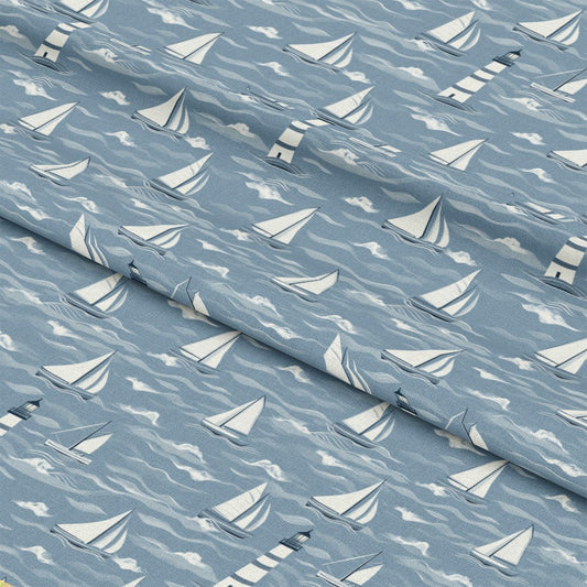Lighthouse and Sailboats Pattern 6 Quilting Cotton Fabric