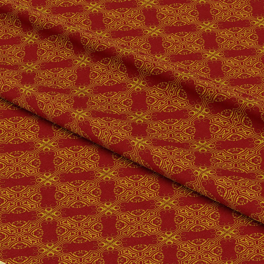 Red Gold Christmas Pattern 1 Quilting Cotton Fabric