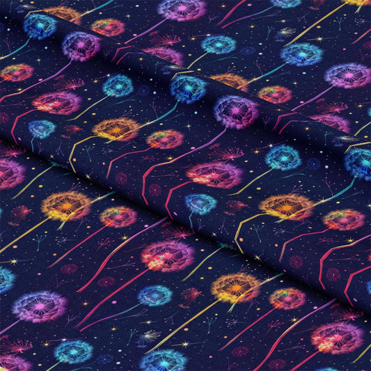 Midnight Dandelions Pattern 2 Quilting Cotton Fabric
