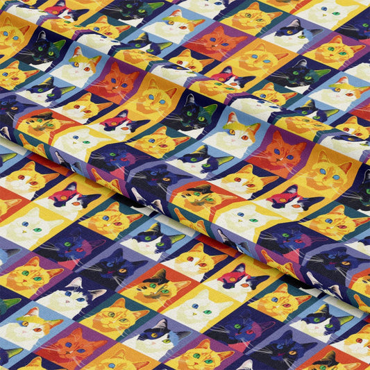 Cat Patchwork Pattern 5 Quilting Cotton Fabric
