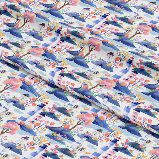 Springtime Lighthouse Scene Pattern 15 Quilting Cotton Fabric