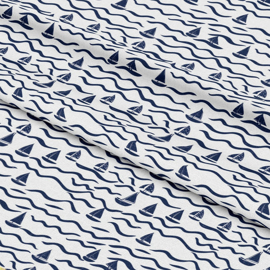 Blue Sailboat Pattern 7 Quilting Cotton Fabric