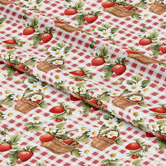 Strawberry Gingham Picnic Pattern 7 Quilting Cotton Fabric