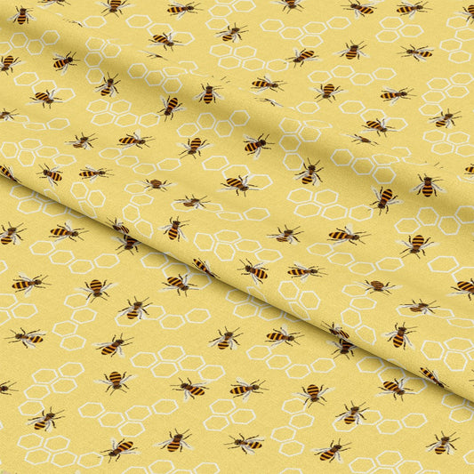 Vintage Honey Bee Pattern 1 Quilting Cotton Fabric