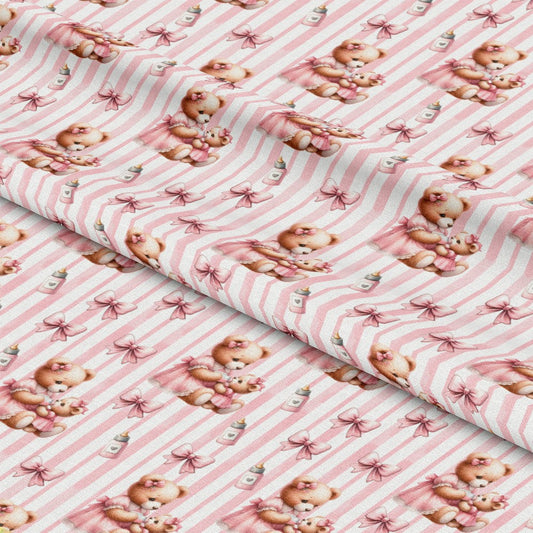 Pink Baby Teddy Bears Pattern 1 Quilting Cotton Fabric