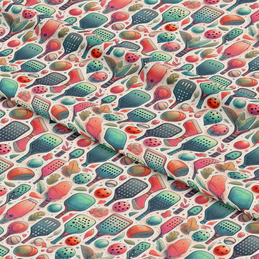 Watercolor Pickleball Pattern 7 Quilting Cotton Fabric