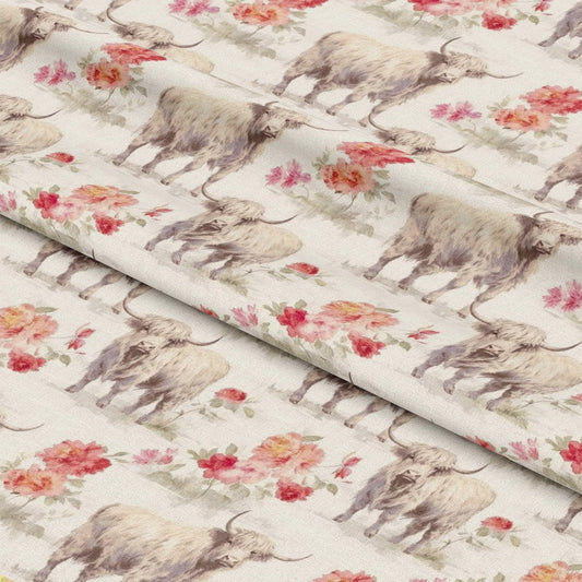 Highland Cows on the Farm Pattern 3 Quilting Cotton Fabric