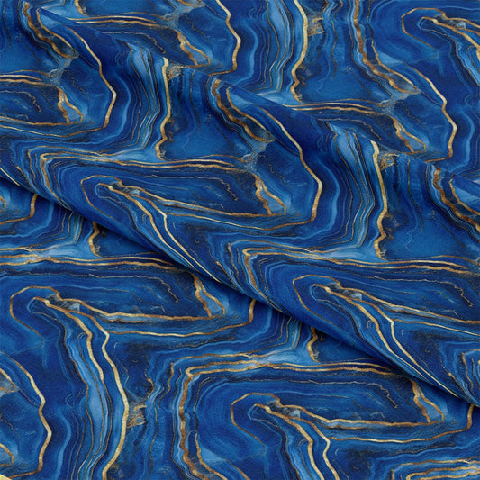 Royal Blue and Gold Agate Pattern 6 Quilting Cotton Fabric