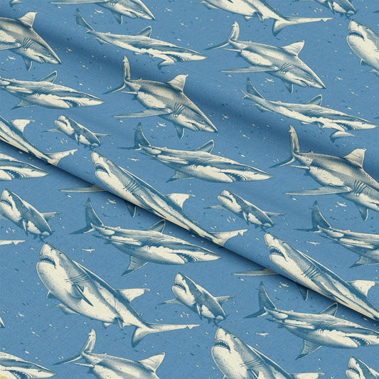 Sharks Circling Pattern 2 Quilting Cotton Fabric