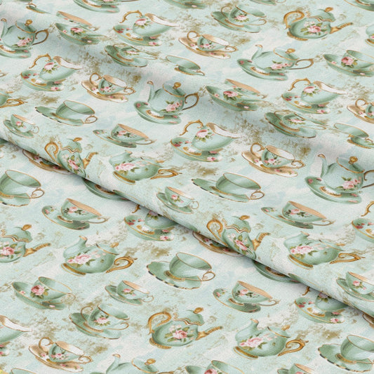 Whimsical Tea Party Pattern 2 Quilting Cotton Fabric