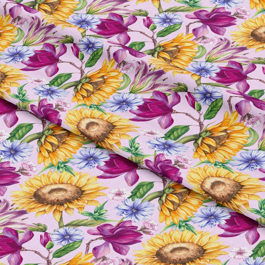 Watercolor Mixed Flowers Pattern 1 Quilting Cotton Fabric