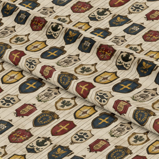 Rustic German Banners and Shields Pattern 12 Quilting Cotton Fabric
