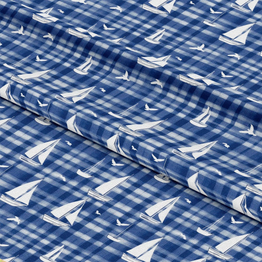 Blue Sailboat Pattern 2 Quilting Cotton Fabric