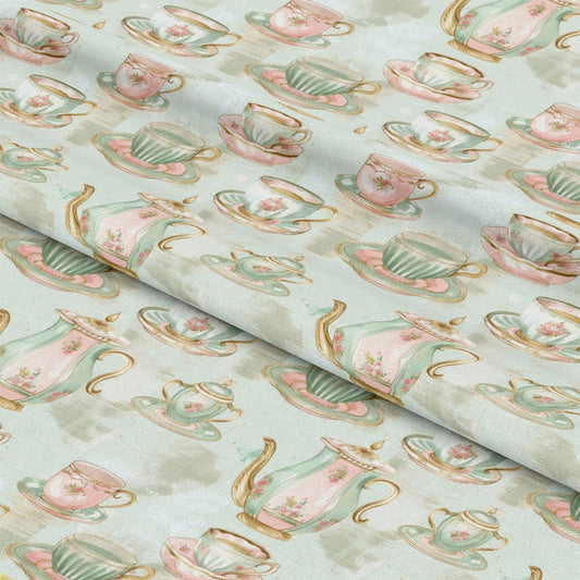 Whimsical Tea Party Pattern 4 Quilting Cotton Fabric
