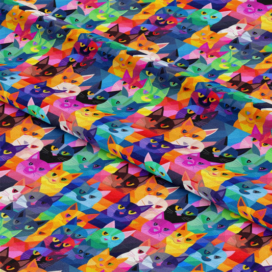 Cat Patchwork Pattern 3 Quilting Cotton Fabric