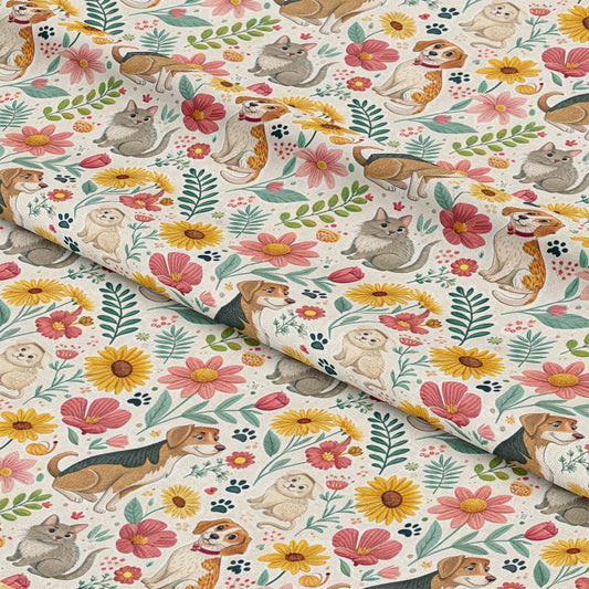 Heart and Paw Prints Pattern 10 Quilting Cotton Fabric