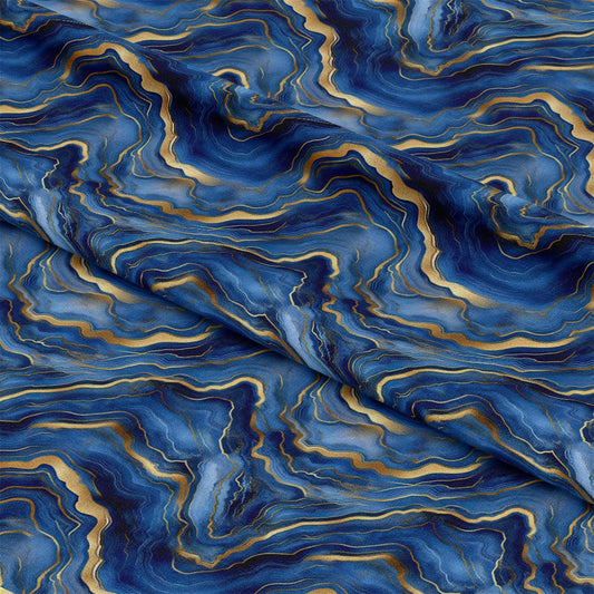 Royal Blue and Gold Agate Pattern 11 Quilting Cotton Fabric