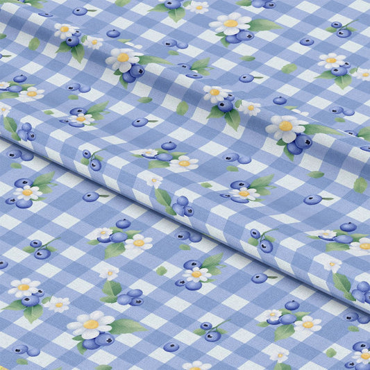 Berries with Flowers Gingham Pattern 12 Quilting Cotton Fabric
