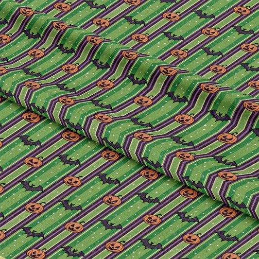 Halloween Gingham and Stripes Pattern 6 Quilting Cotton Fabric