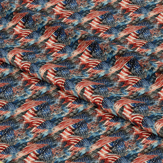 Patriotic Grunge Pattern 2 Quilting Cotton Fabric