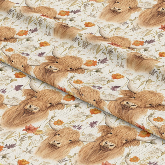 Highland Cows on the Farm Pattern 6 Quilting Cotton Fabric