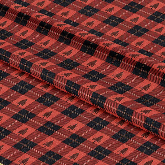 Classic Red and Black Buffalo Plaid Pattern 5 Quilting Cotton Fabric