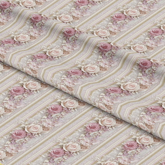 Floral Stripes Pattern 6 Quilting Cotton Fabric