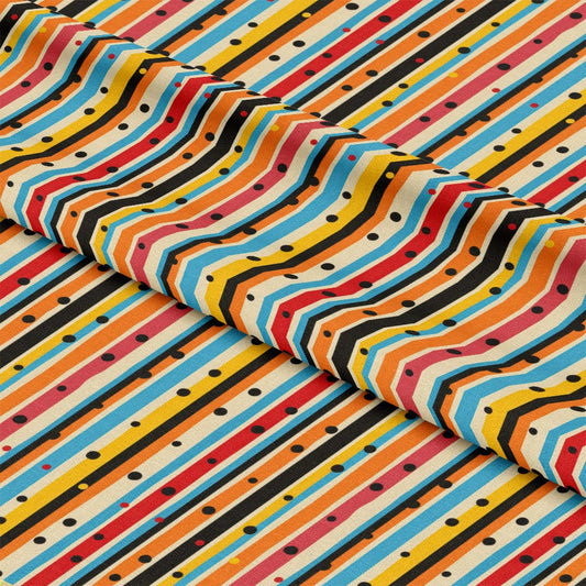 Colorful Stripes and Dots Pattern 5 Quilting Cotton Fabric